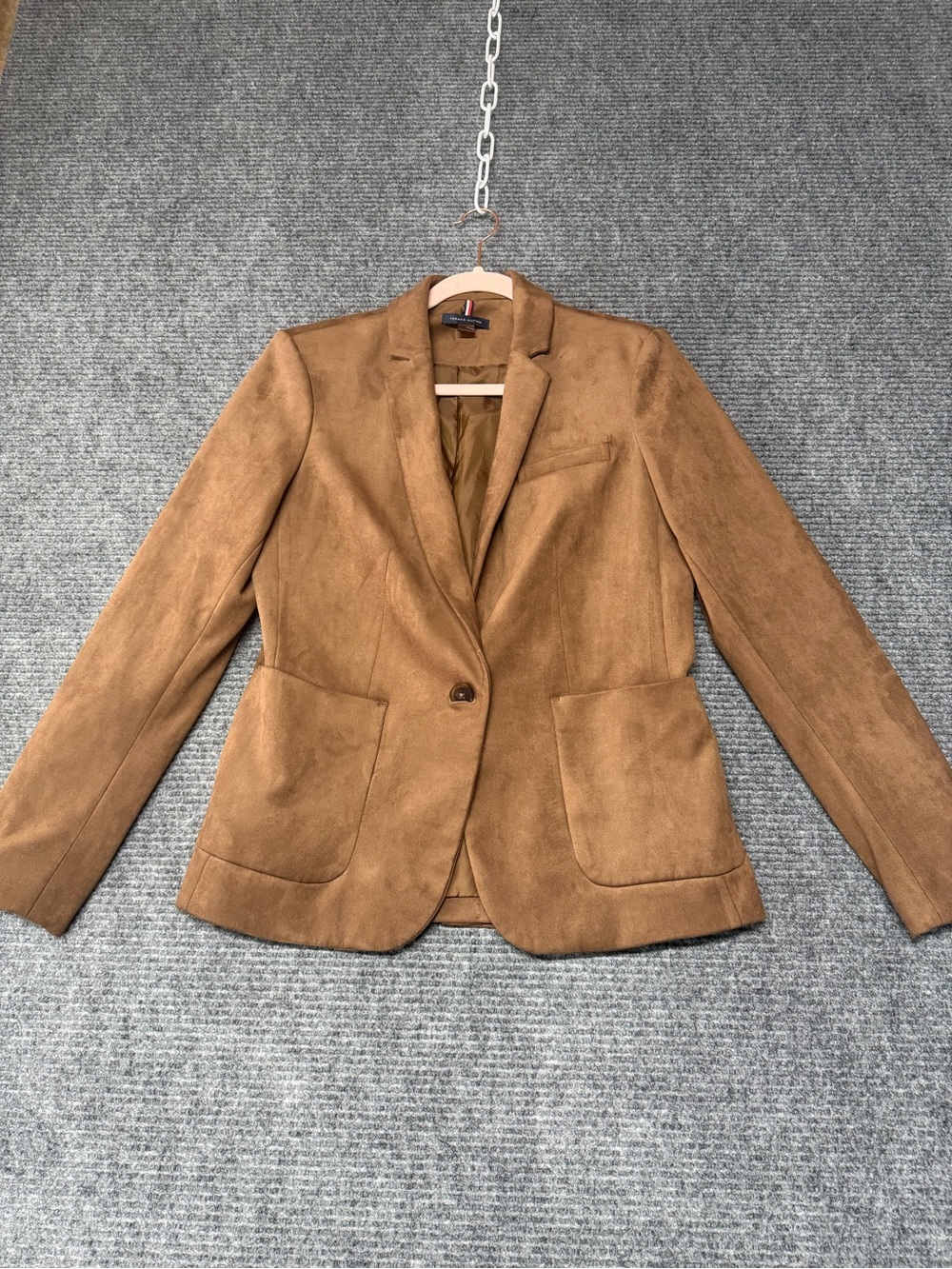 Tommy Hilfiger Camel Suede-Look Single-Button Blazer